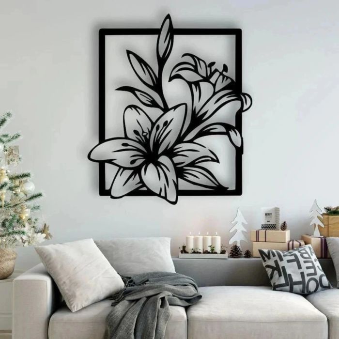 Flower Frame Rectangle Acrylic Wall Decoration Art – Modern Floral Wall Décor