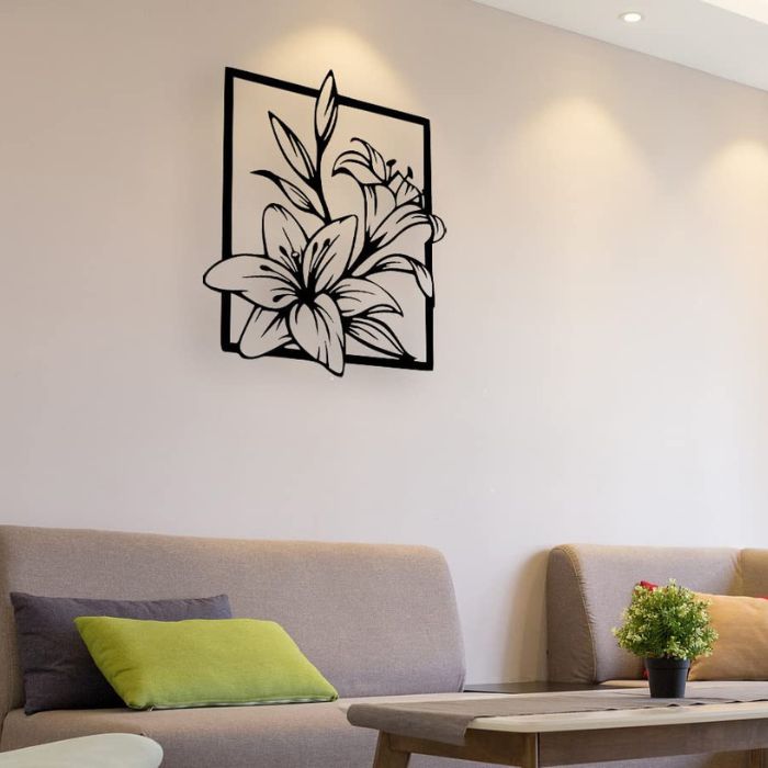 Flower Frame Rectangle Acrylic Wall Decoration Art – Modern Floral Wall Décor