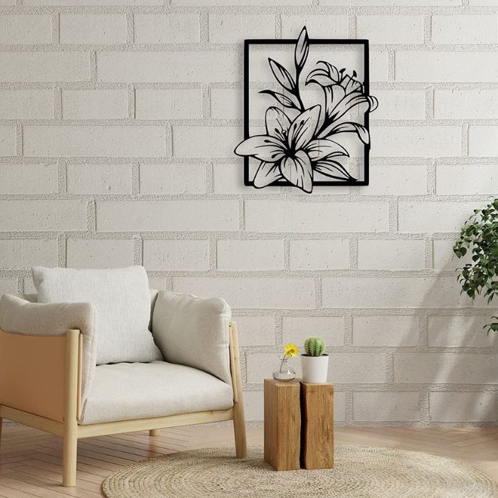Flower Frame Rectangle Acrylic Wall Decoration Art – Modern Floral Wall Décor