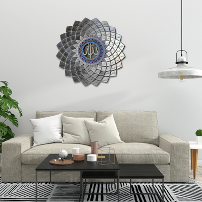 3D Metal 99 Names of Allah Wall Art – Silver Color