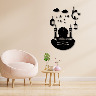 Islamic Makkah Wall Clock – Elegant Acrylic Kaaba Design Clock