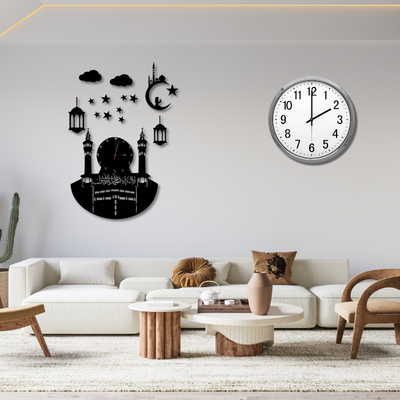 Islamic Makkah Wall Clock – Elegant Acrylic Kaaba Design Clock